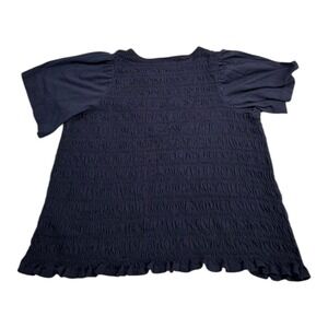 Old Navy Smocked Puff Sleeve Top Navy Blue Size L Women Casual Basic